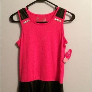 Pink Cat Knit Dress, leather skirt, studded accent